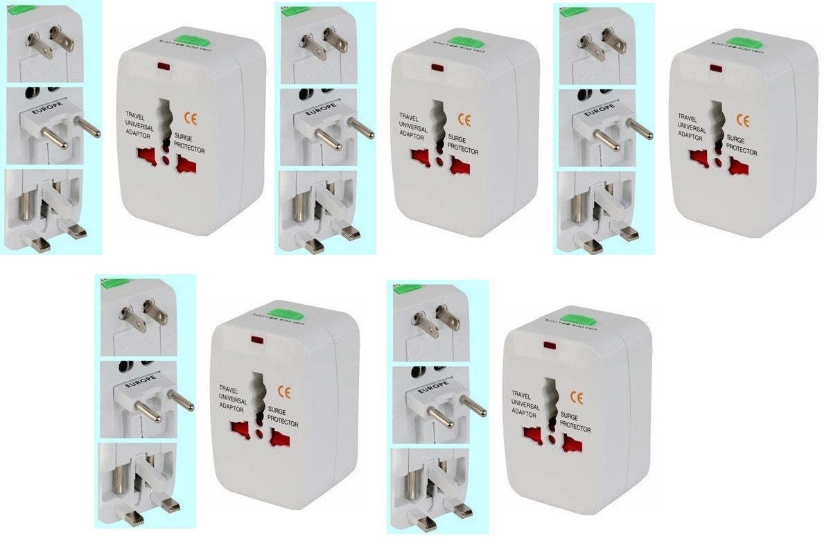 Lot de 5 adaptateurs secteur prise electrique universel voyage 150 pays italie espagne europe - ECLATS DESTOCKAGE