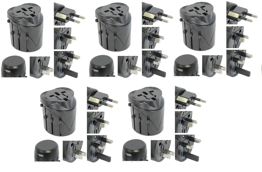 Lot de 5 adaptateurs secteur universel prise 150 pays avec usb voyage europe - ECLATS DESTOCKAGE