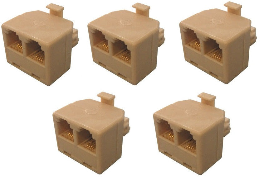 Lot de 5 adaptateurs telephonique rj12 mâle 2 rj12 femelle 6p4c dedoubleur voyage tcu7 ECLATS DESTOCKAGE