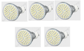 Lot de 5 ampoules gu10 60 led blanc chaud 3w 3.5w 4w 220v 230v smd 3528 spot 240v ECLATS DESTOCKAGE