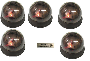 Lot de 5 cameras dome video led + 1 etiquette clignotante surveillance alarme factice securite ECLATS DESTOCKAGE