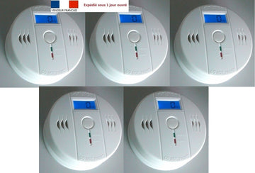 Lot de 5 detecteurs monoxyde carbone co 9v en50291 gf-a03 capteur alarme autonome detection gaz ECLATS DESTOCKAGE