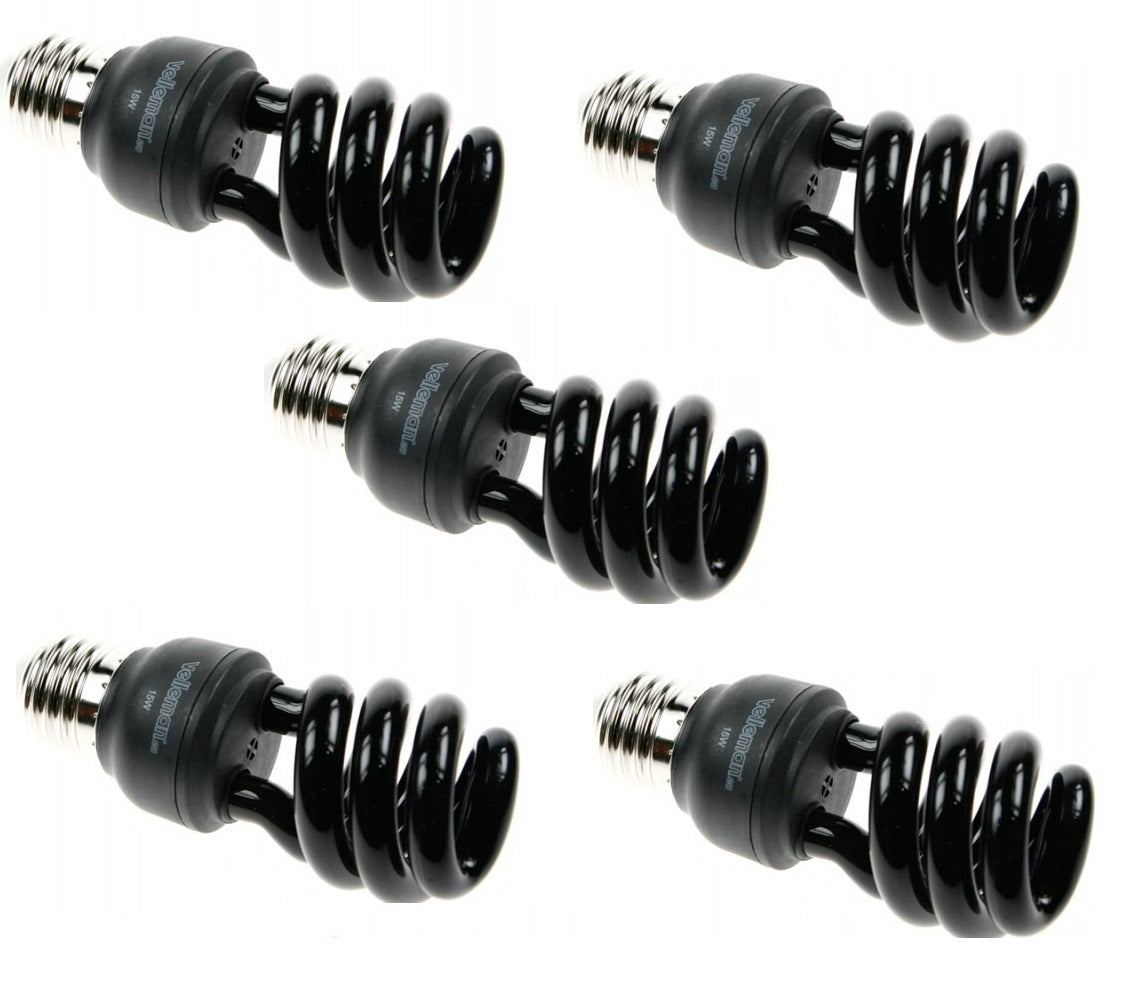 Lot de 5 lampes uv ampoule fluocompacte lumiere noire spirale e27 20w lae1f8f 220v 230v 240v ultraviolet ECLATS DESTOCKAGE
