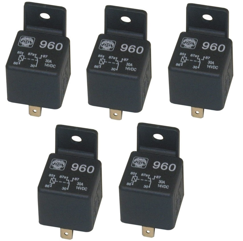 Lot de 5 relais 12v 20a 30a 5 pin broches 1 contact no/nf ECLATS DESTOCKAGE