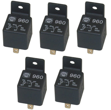 Lot de 5 relais 12v 20a 30a 5 pin broches 1 contact no/nf ECLATS DESTOCKAGE