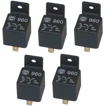 Lot de 5 relais 12v 20a 30a 5 pin broches special auto automobile 1 contact no/nf ECLATS DESTOCKAGE