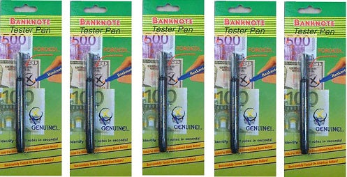 Lot de 5 stylos feutre detecteur faux billet testeur euro detector detection usd 14 devises ECLATS DESTOCKAGE