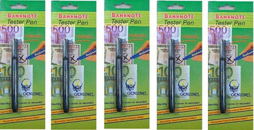 Lot de 5 stylos feutre detecteur faux billet testeur euro detector detection usd 14 devises ECLATS DESTOCKAGE
