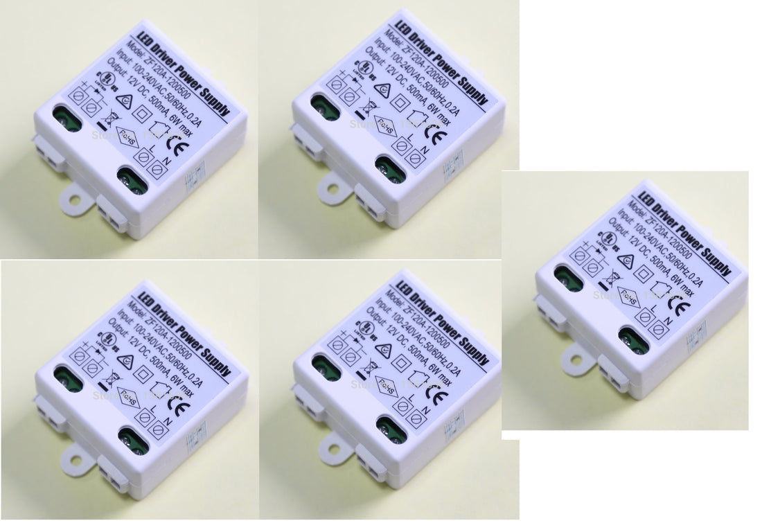 Lot de 5 transformateurs 220v 6w 12v cc 0.5a 500ma 300ma Alimentation 230v 240v eclairage driver led - ECLATS DESTOCKAGE