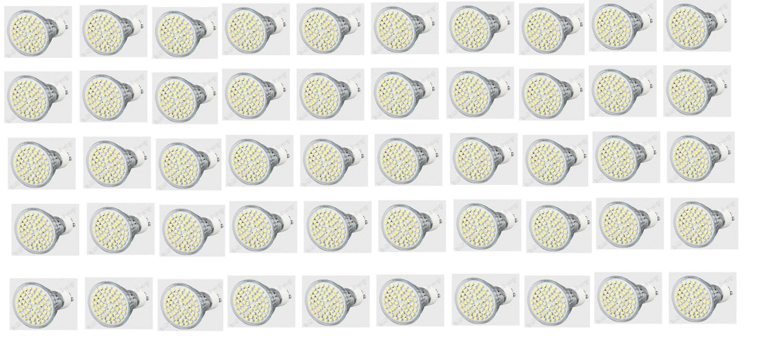 Lot de 50 ampoules gu10 60 led blanc chaud 3w 3.5w 4w 220v 230v smd 3528 spot 240v ECLATS DESTOCKAGE
