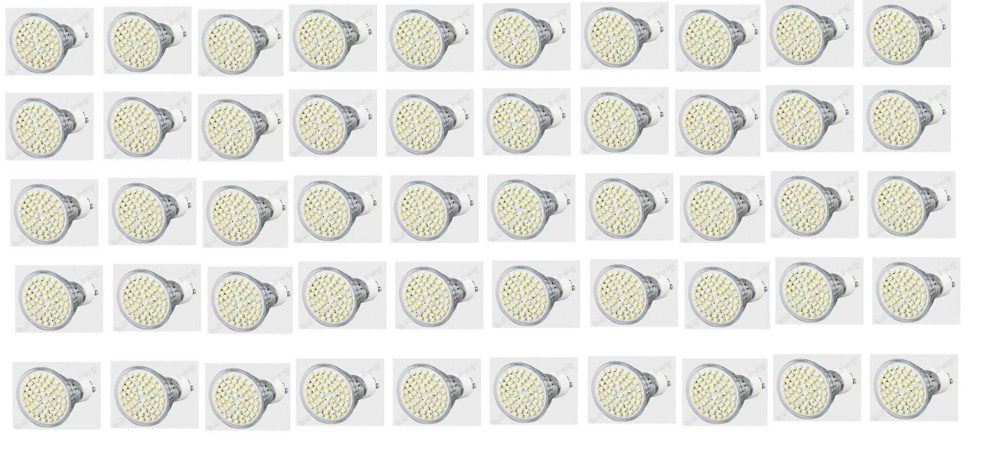 Lot de 50 ampoules gu10 60 led blanc chaud 3w 3.5w 4w 220v 230v smd 3528 spot 240v ECLATS DESTOCKAGE