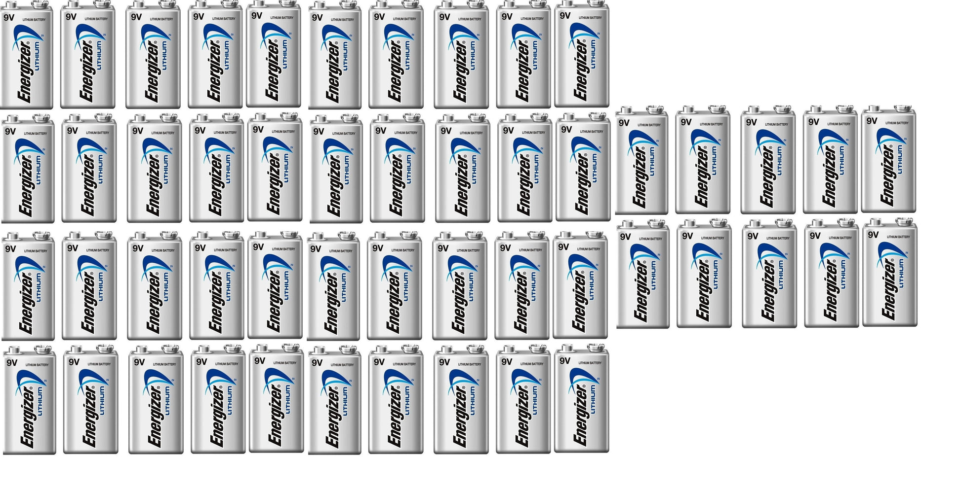 Lot de 50 piles 9v lithium energizer l522 750mah em9v 6f22 6lf22 am6 6lr61 1604a a9v 522 ECLATS DESTOCKAGE