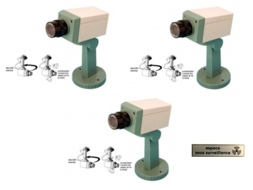 Lot de 6 cameras factice + 1 etiquette video dissuasion cachee motorisee voyant clignotant detecteur ECLATS DESTOCKAGE