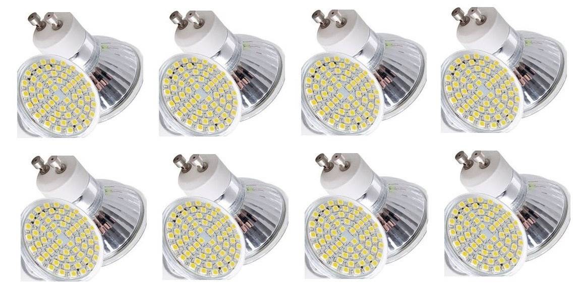 Lot de 8 ampoules 4w 60 leds gu10 blanc chaud 3w 3.5w 220v 230v smd 3528 spot 240v ECLATS DESTOCKAGE
