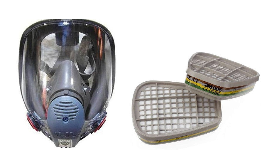 Masque a gaz facial respiratoire 6800 en136 +  2 filtres cartouche protection chimique ECLATS DESTOCKAGE