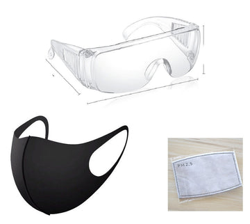 Masque respiratoire lavable reutilisable + 1 filtre 5 couches mrlavf + 1 lunette anti poussiere pollution ECLATS DESTOCKAGE