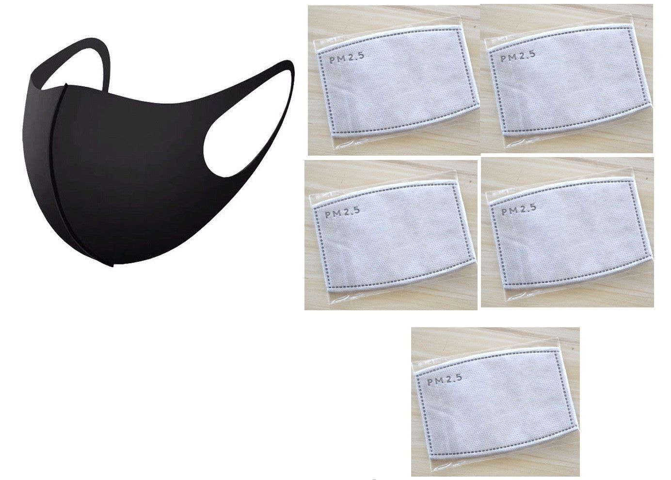 Masque respiratoire lavable reutilisable + 5 filtre 5 couches mrlavf anti poussiere pollution ECLATS DESTOCKAGE