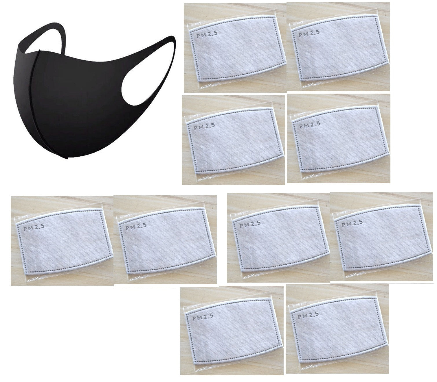 Masque respiratoire lavable reutilisable + 10 filtre 5 couches mrlavf anti poussiere pollution ECLATS DESTOCKAGE