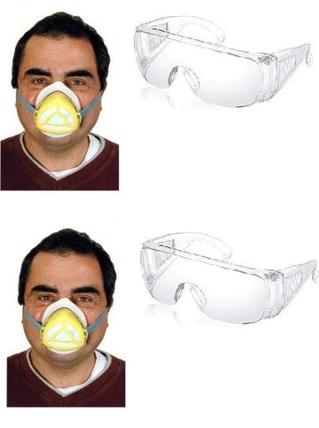 2 Masque respiratoire +2 lunette masque protection anti pollution filtration  kit securite ECLATS DESTOCKAGE