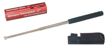Matraque baton telescopique chrome + housse 16'' ø25mm 16/40cm acier trempe chrome arme defense autodéfense ECLATS DESTOCKAGE