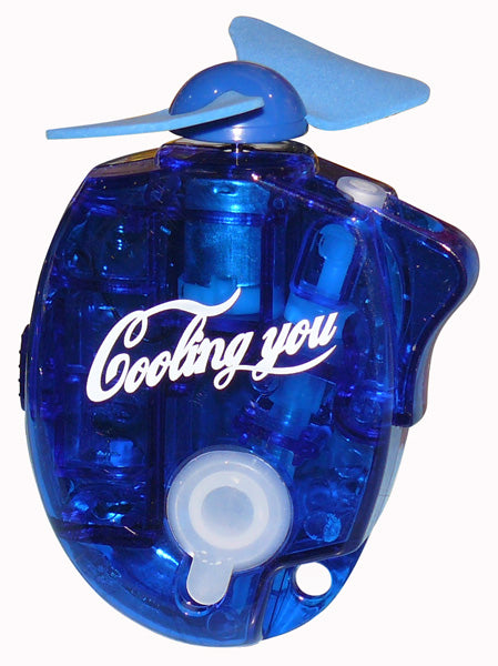 Mini ventilateur brumisateur portable jet d'eau porte-clés bleu ECLATS DESTOCKAGE
