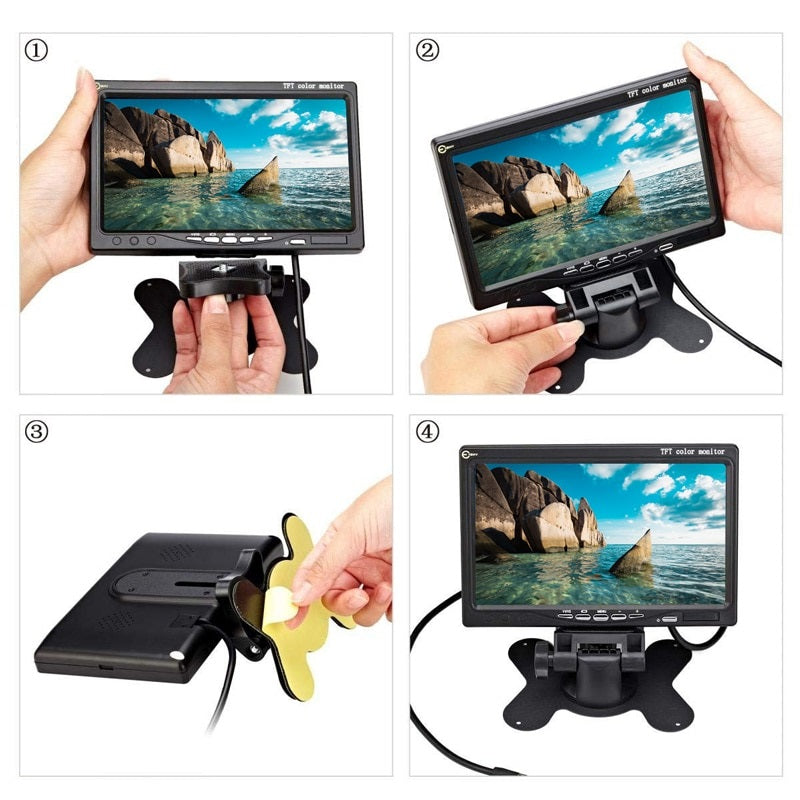 Moniteur video couleur 7 pouce 18cm 12v pour 2 cameras lcd telecommande surveillance ECLATS DESTOCKAGE