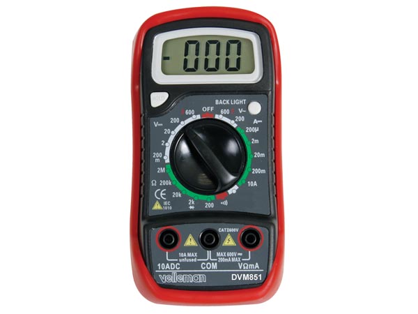 Multimetre numerique affichage lcd 3 1 2 10a dvm851 fonction mémoire retro eclairage velleman ECLATS DESTOCKAGE