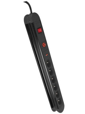 Multiprise 6 prises 1.5 m de cable consommation électrique et parafoudre noire ECLATS DESTOCKAGE