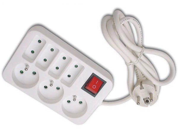 multiprise 7 prises interrupteur 3 fiches terre française 4 fiche plate ECLATS DESTOCKAGE