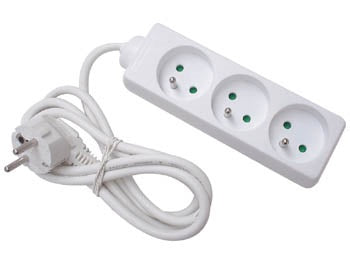 Multiprise design sans parafoudre 1,5 m 3 Prises Blanc - ECLATS DESTOCKAGE
