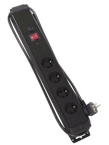 Multiprise électrique avec câble 4 prises Noir 220v ebp04n parafourdre netbp4ssf netbp4ssf2 - ECLATS DESTOCKAGE
