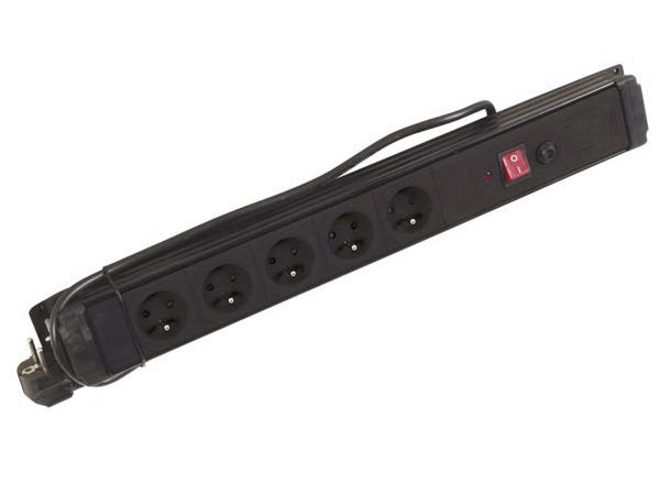 Multiprise électrique avec interrupteur avec câble 5 prises 1,5 m Noir - ECLATS DESTOCKAGE
