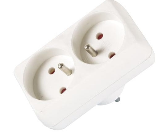 Multiprise electrique biplite 16a 220v 2 fiches euro secteur doubleur 2 entrees eb2eu netbp2 ECLATS DESTOCKAGE