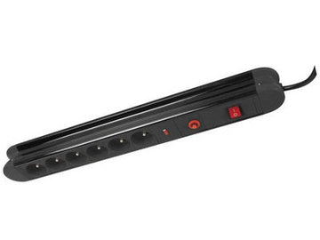 Multiprise stop consommation électrique et parafoudre 6 prises noire 1.5 m de cable ECLATS DESTOCKAGE