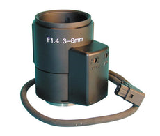 Objectif camera video surveillance 3 à 8mm asservi f1.4 cs (pilotage iris) lm12nh hg1214a caml18