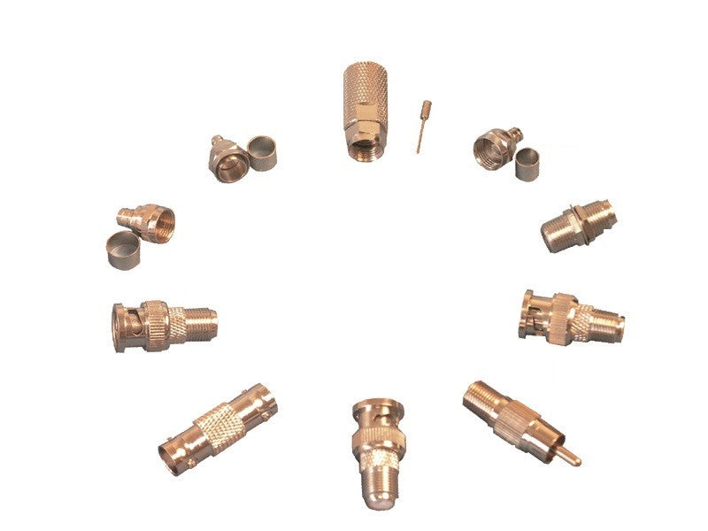 Pack 100 connecteurs type f bnc rca adaptateur 10 bncff 10 rcaff 10 cf05 30 fbnc 10 x (f5 f6 f7 f10) ECLATS DESTOCKAGE