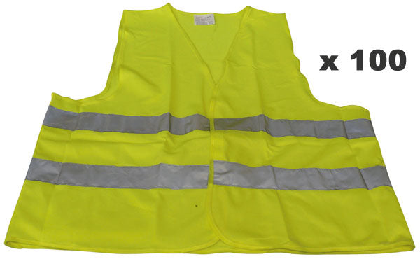 Pack 100 gilet reflechissant taille xl en 471 class 2 jaune gilets securite routiere ECLATS DESTOCKAGE