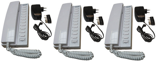 Pack 3 combine interphone filaire compatible 11 postes intercommunication  3 alimentation electrique ECLATS DESTOCKAGE