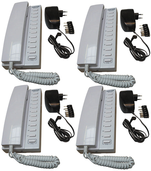 Pack 4 combine interphone filaire compatible 11 postes intercommunication  4 alimentation electrique ECLATS DESTOCKAGE