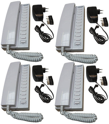 Pack 4 combine interphone filaire compatible 11 postes intercommunication  4 alimentation electrique ECLATS DESTOCKAGE