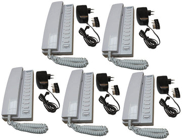 Pack 5 combine interphone filaire compatible 11 postes intercommunication  5 alimentation electrique ECLATS DESTOCKAGE