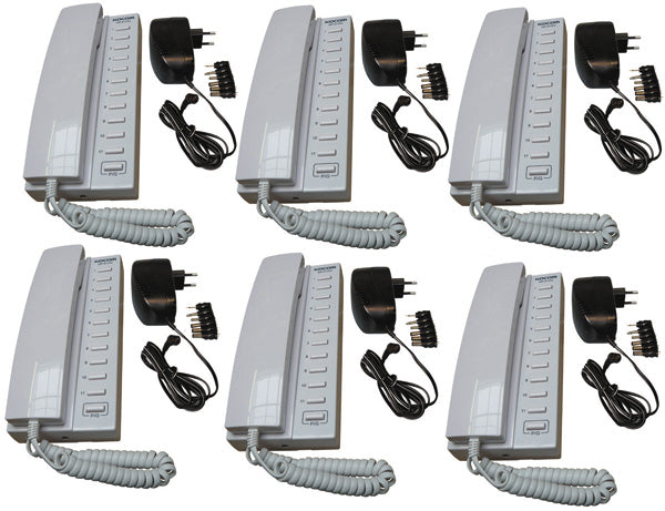 Pack 6 combine interphone filaire compatible 11 postes intercommunication  6 alimentation electrique ECLATS DESTOCKAGE
