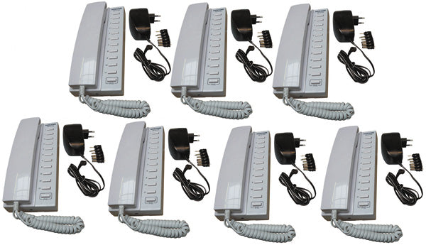 Pack 7 combine interphone filaire compatible 11 postes intercommunication  7 alimentation electrique ECLATS DESTOCKAGE