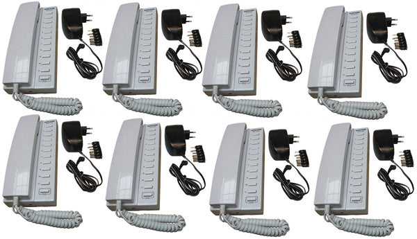 Pack 8 combine interphone filaire compatible 11 postes intercommunication  8 alimentation electrique ECLATS DESTOCKAGE