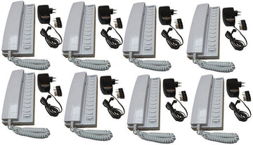 Pack 8 combine interphone filaire compatible 11 postes intercommunication  8 alimentation electrique ECLATS DESTOCKAGE