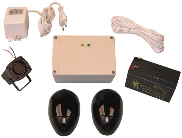 Pack cellule infrarouge 7 10m 12v alimentation et batterie sirene ECLATS DESTOCKAGE