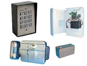 Pack controle acces autonome clavier etanche ip64 a code serrure electrique porte bureau maison etc. ECLATS DESTOCKAGE