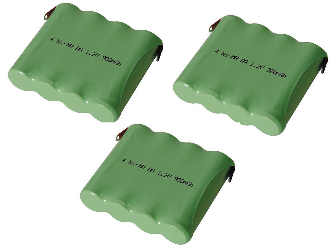 Pack de 3 accus ni mh 4.8v 600mah 900mah cosses a souder batterie rechargeable - ECLATS DESTOCKAGE