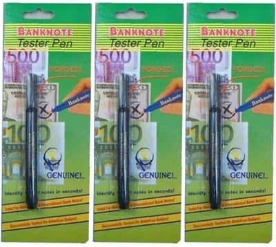 Pack de 3 stylos feutres detecteurs testeurs faux billet euro detector detection usd 14 devises ECLATS DESTOCKAGE