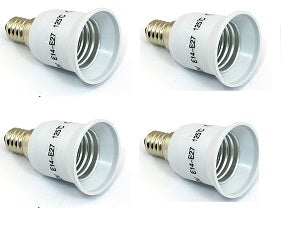 Pack de 4 adaptateurs convertisseur e14 a e27 douille ampoule led culot 12v 24v 48v 220v ECLATS DESTOCKAGE